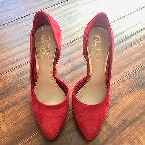 NEW BCBG Red Suede Pointed Toe Heels Pumps